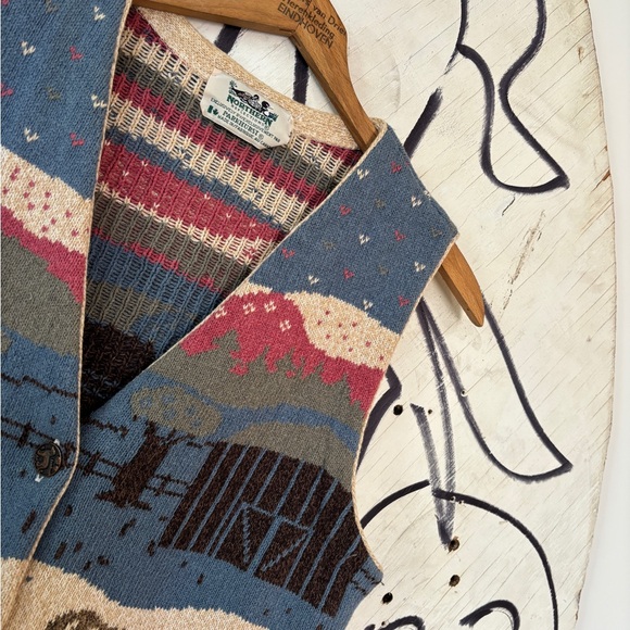 Vintage 90s Northern Reflections Farm Dog Knit Sweater Vest - Picture 3 of 8